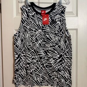Nike Women's Abstract Black and White Muscle Tee